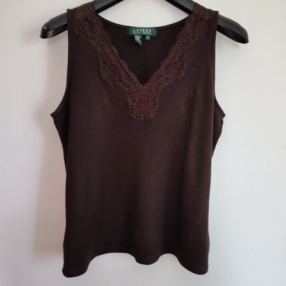 Ladies SZ S Lauren Ralph Lauren Brown Tank Top